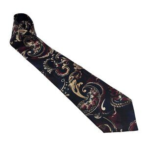 Vintage Cabralli Collection Tie Men's Paisley Neck Polyester Black Gold‎ Red EUC